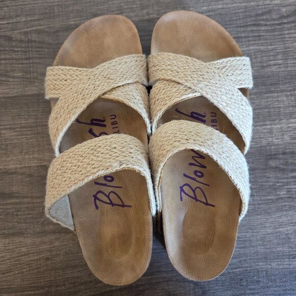 Blowfish Miri Platform Slide Sandals Natural Jute Woven Straps Women's 9 Beachy - Picture 5 of 10